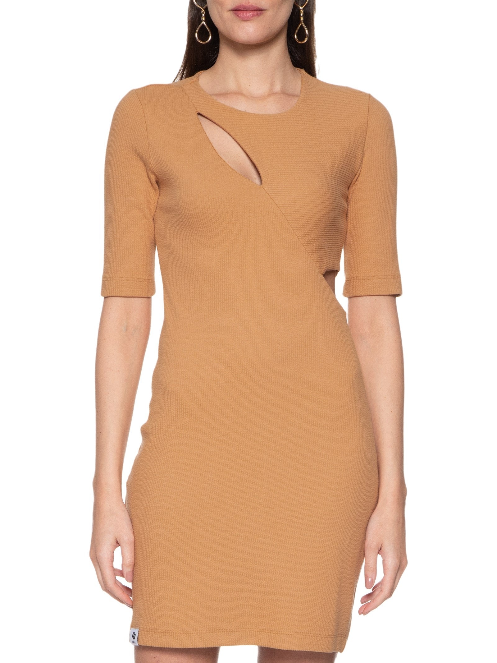 Vestido Canelado Marrom  Colcci