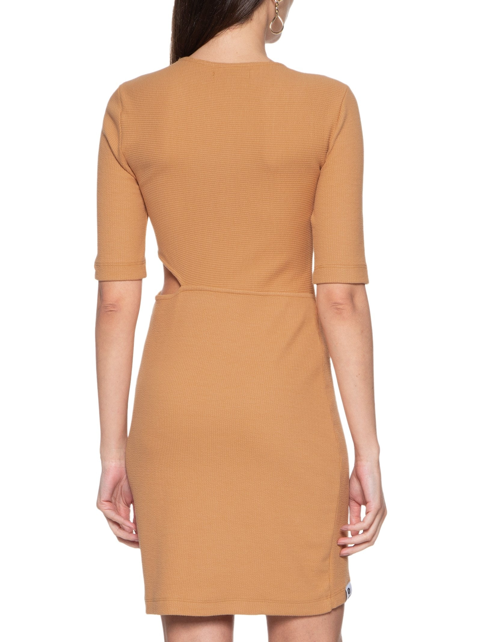 Vestido Canelado Marrom  Colcci