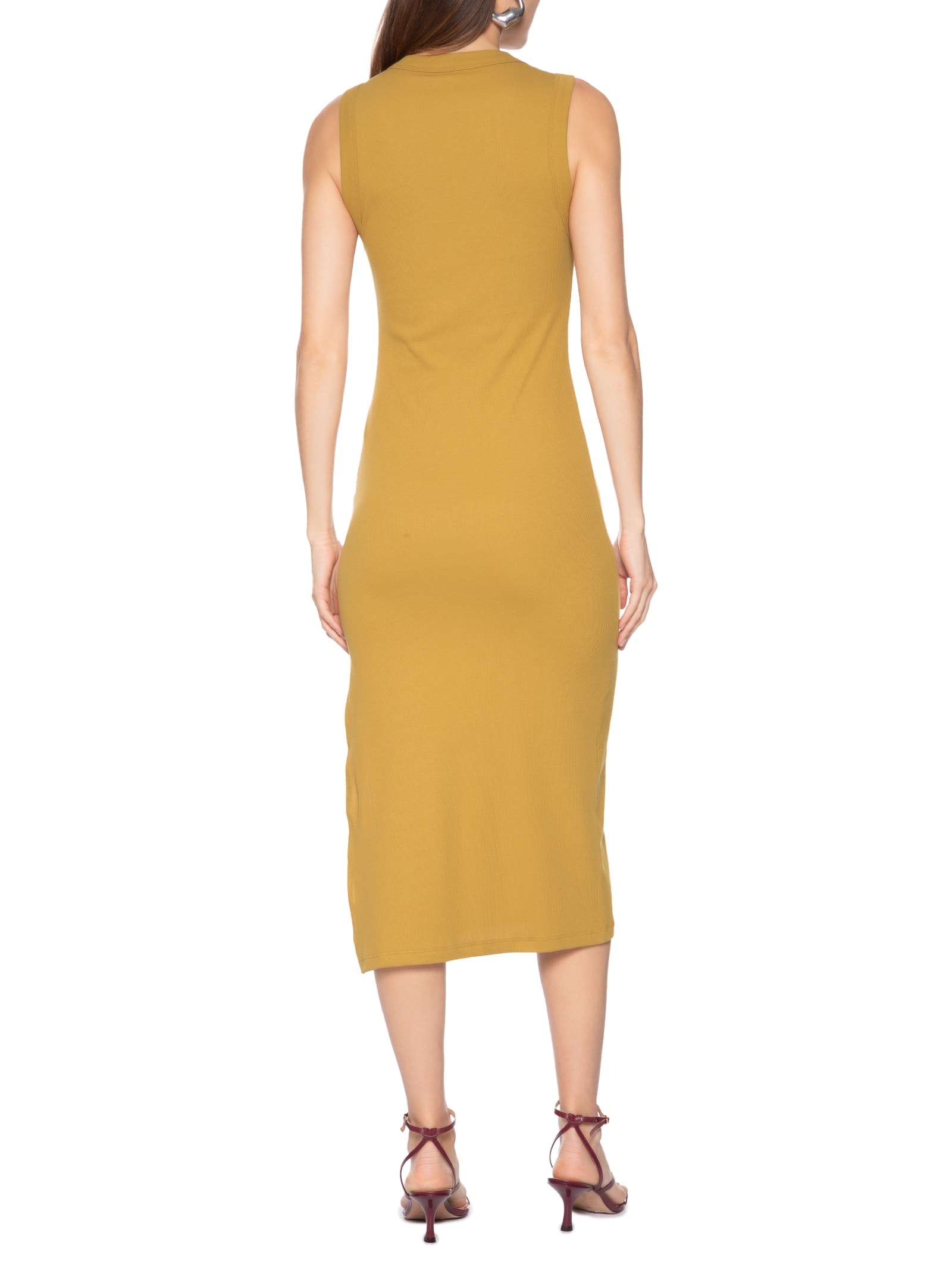 Vestido Canelado Marrom Colcci