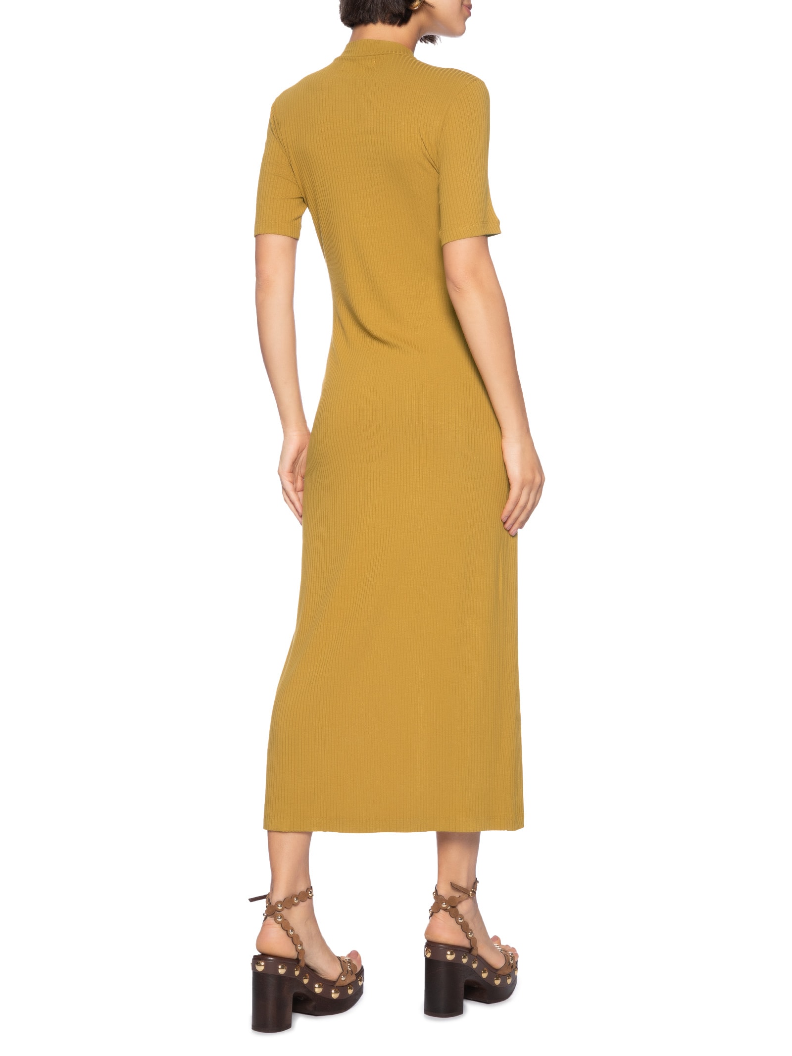 Vestido Canelado Marrom Colcci