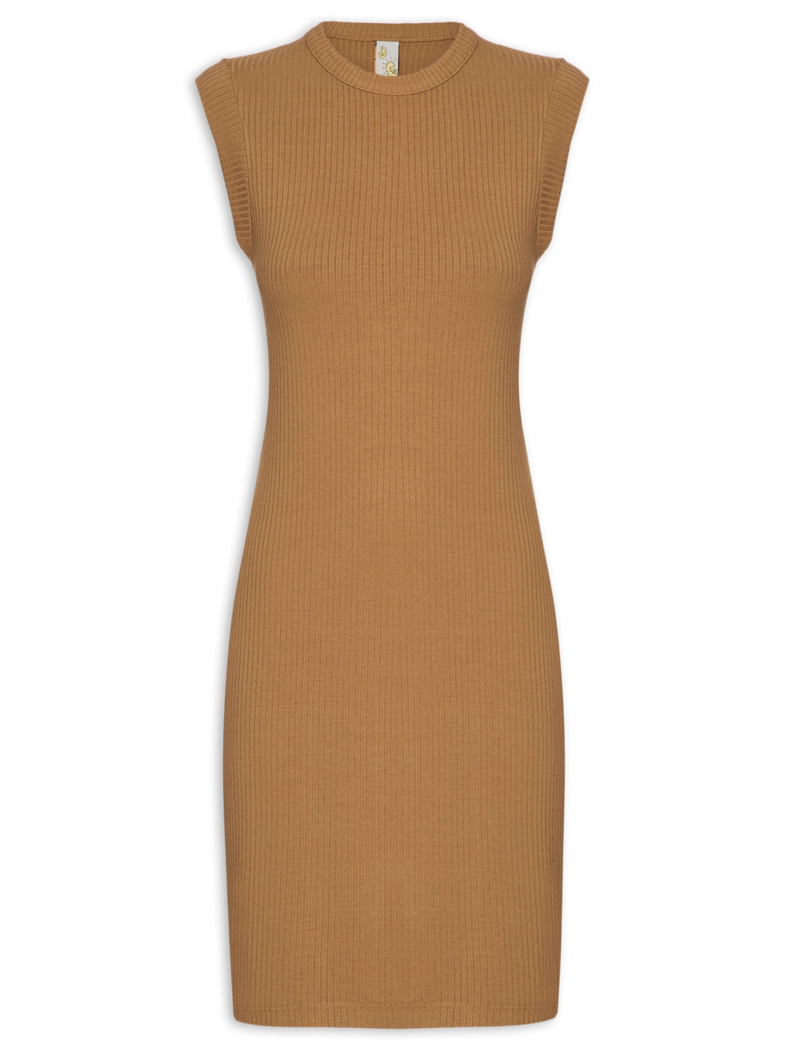 Vestido Canelado Marrom Colcci