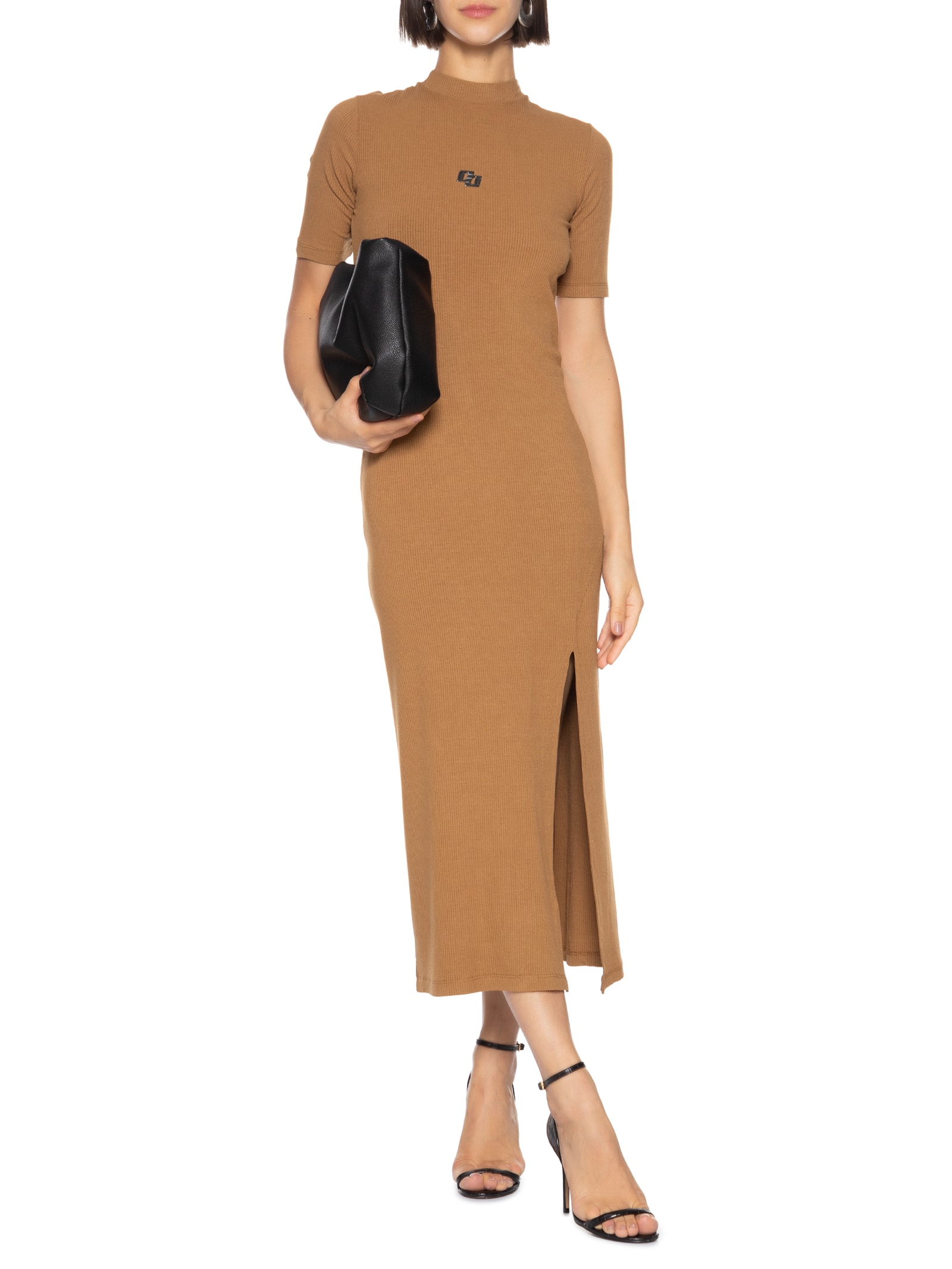 Vestido Canelado Marrom Colcci