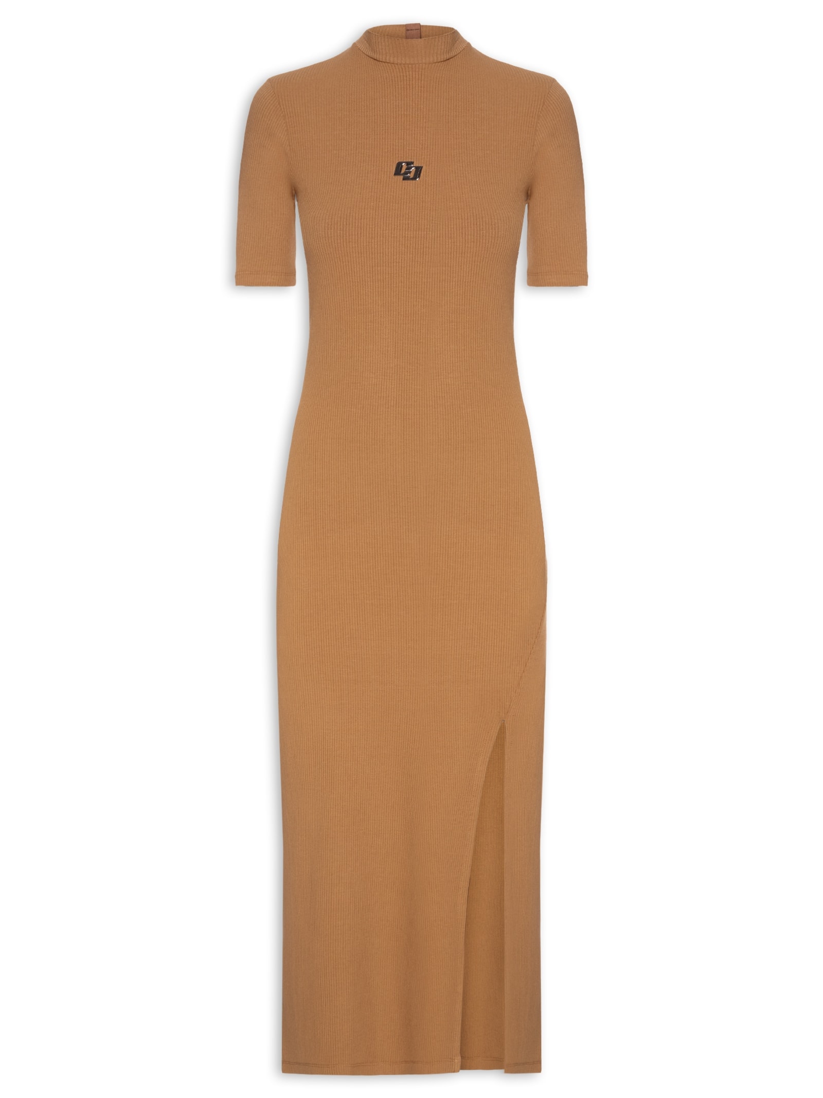 Vestido Canelado Marrom Colcci