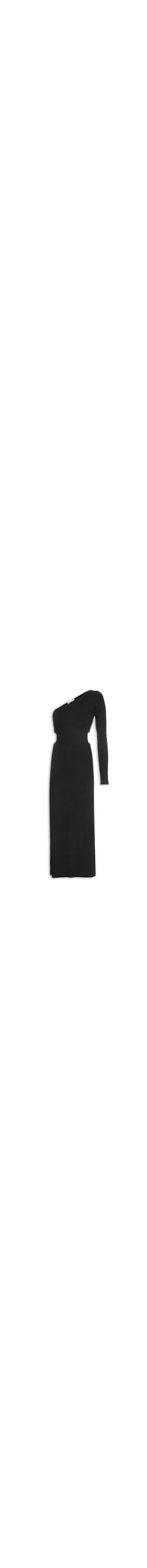 Vestido Canelado Midi Recortes - Preto