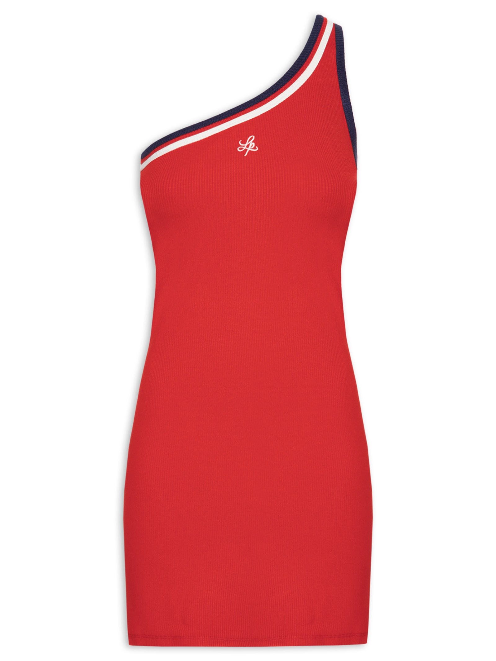 Vestido Canelado Ombro Único Vermelho Lança Perfume