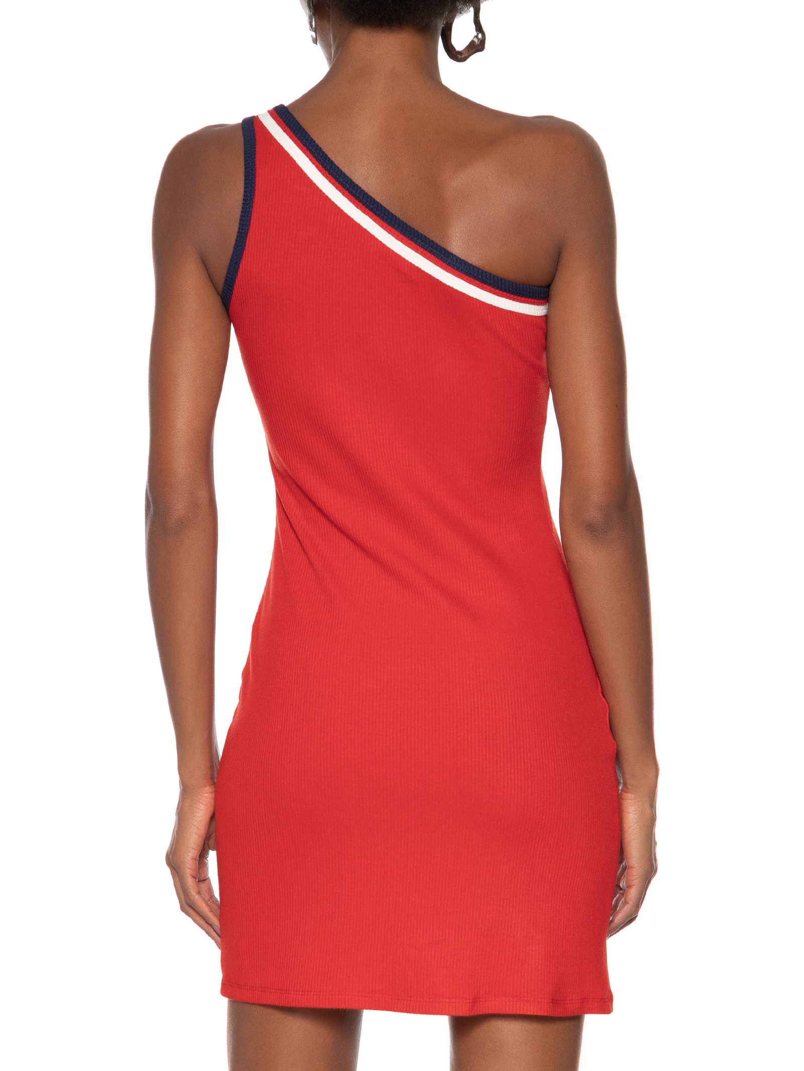 Vestido Canelado Ombro Único Vermelho Lança Perfume