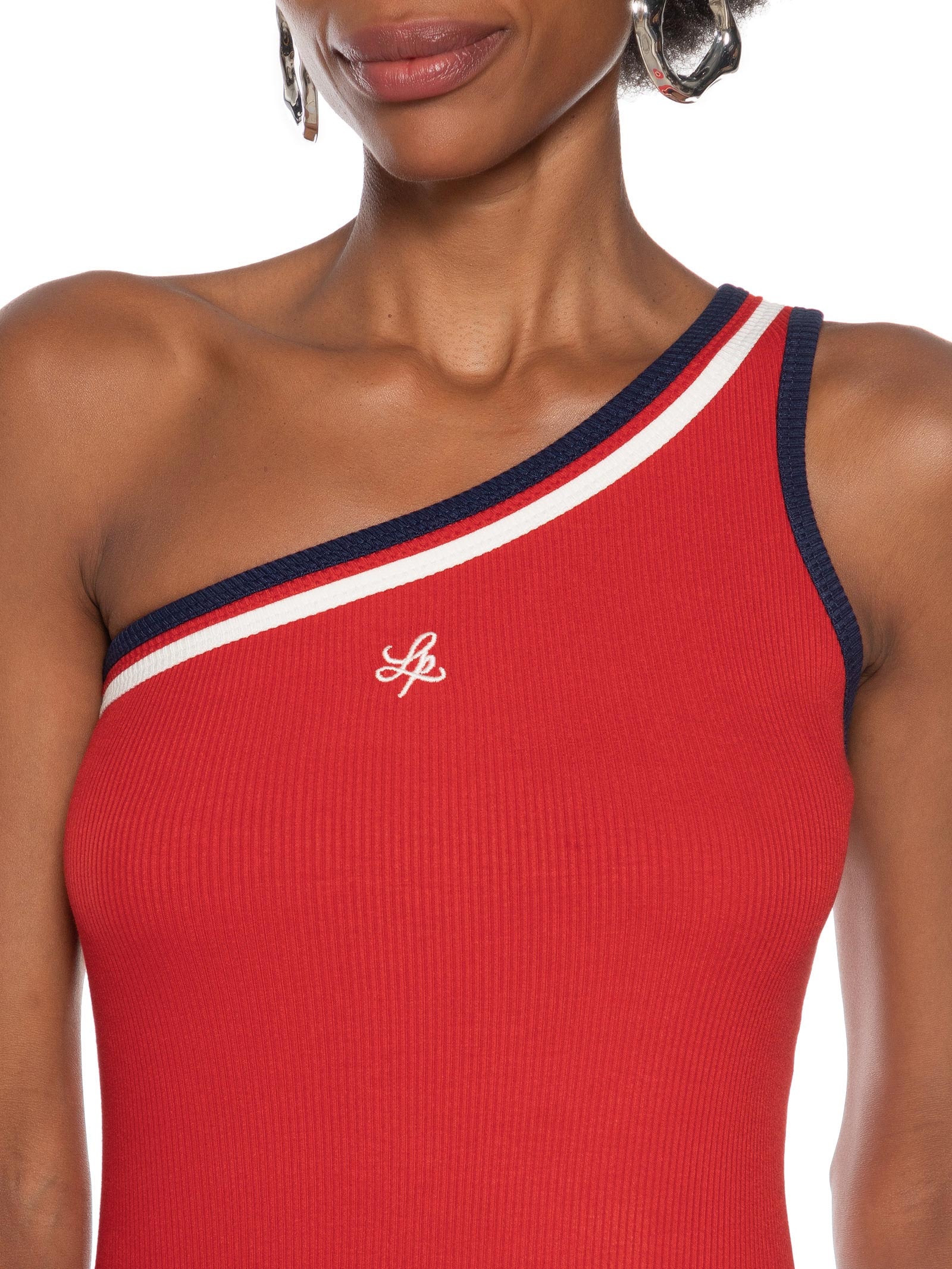 Vestido Canelado Ombro Único Vermelho Lança Perfume