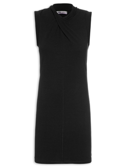 Vestido Canelado – Preto