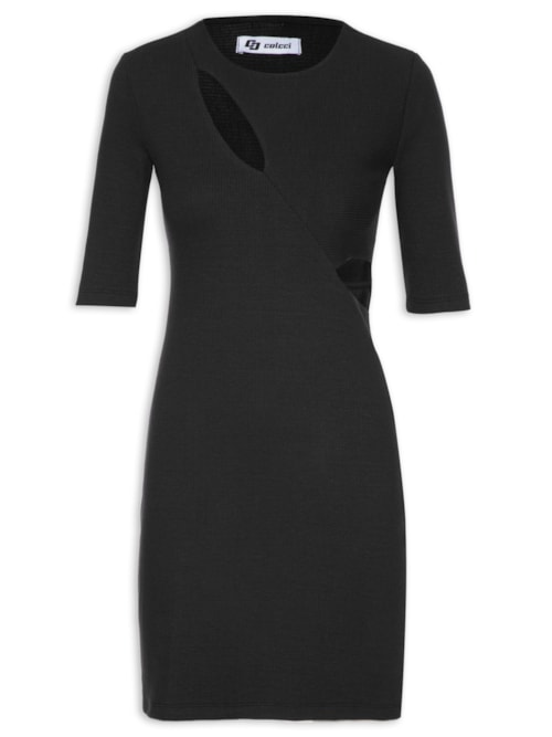Vestido Canelado – Preto
