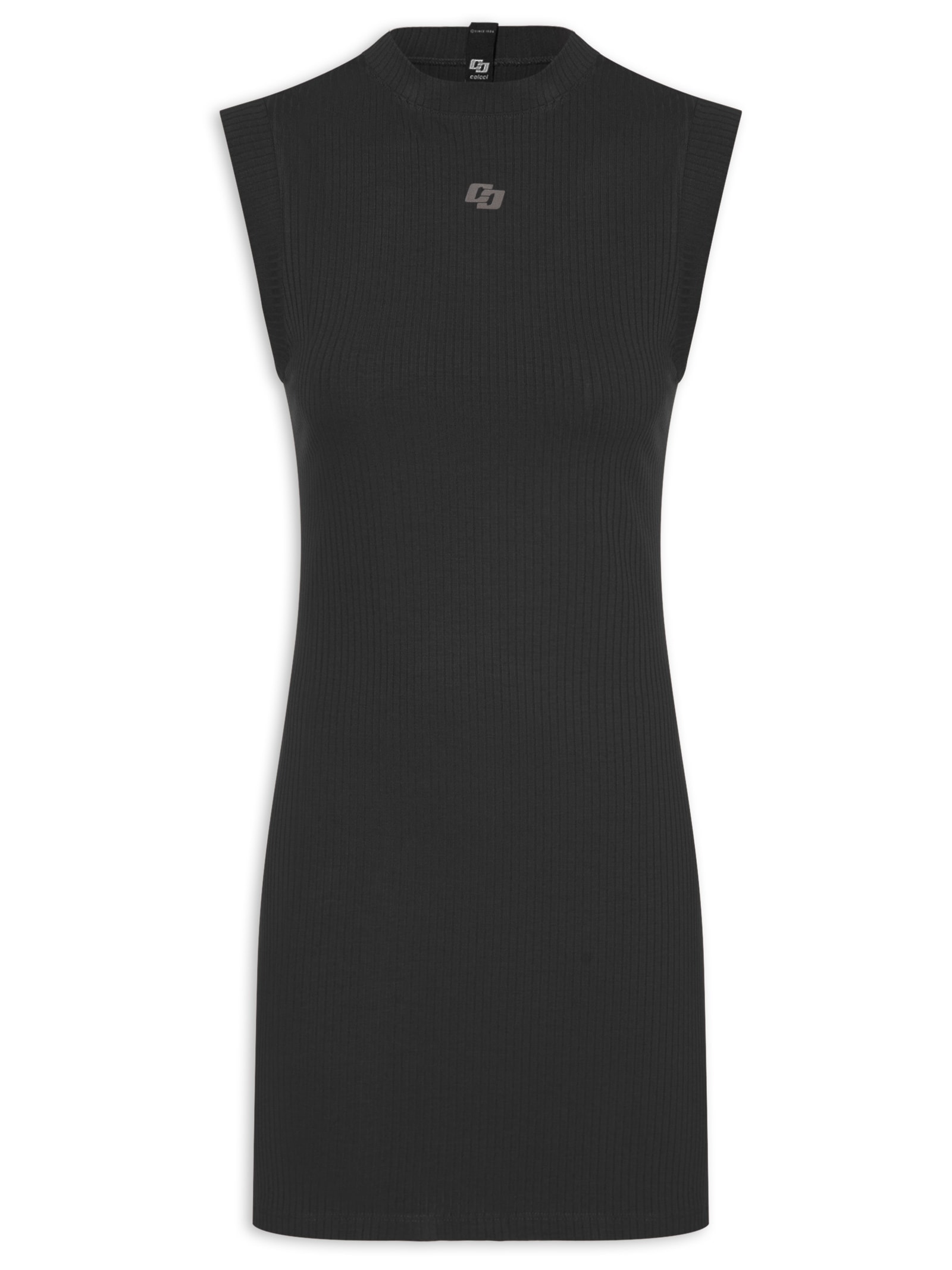 Vestido Canelado Preto Colcci