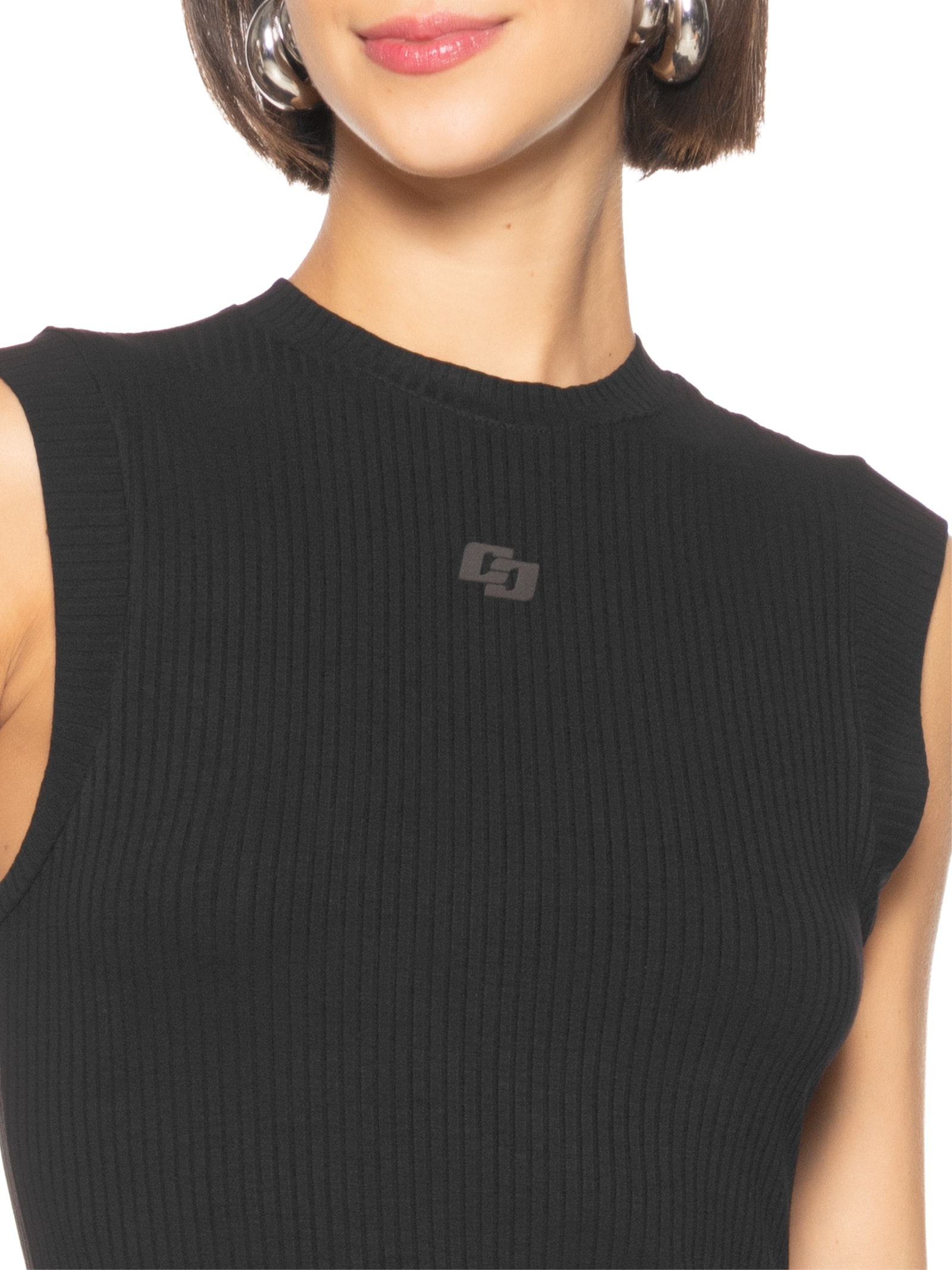 Vestido Canelado Preto Colcci