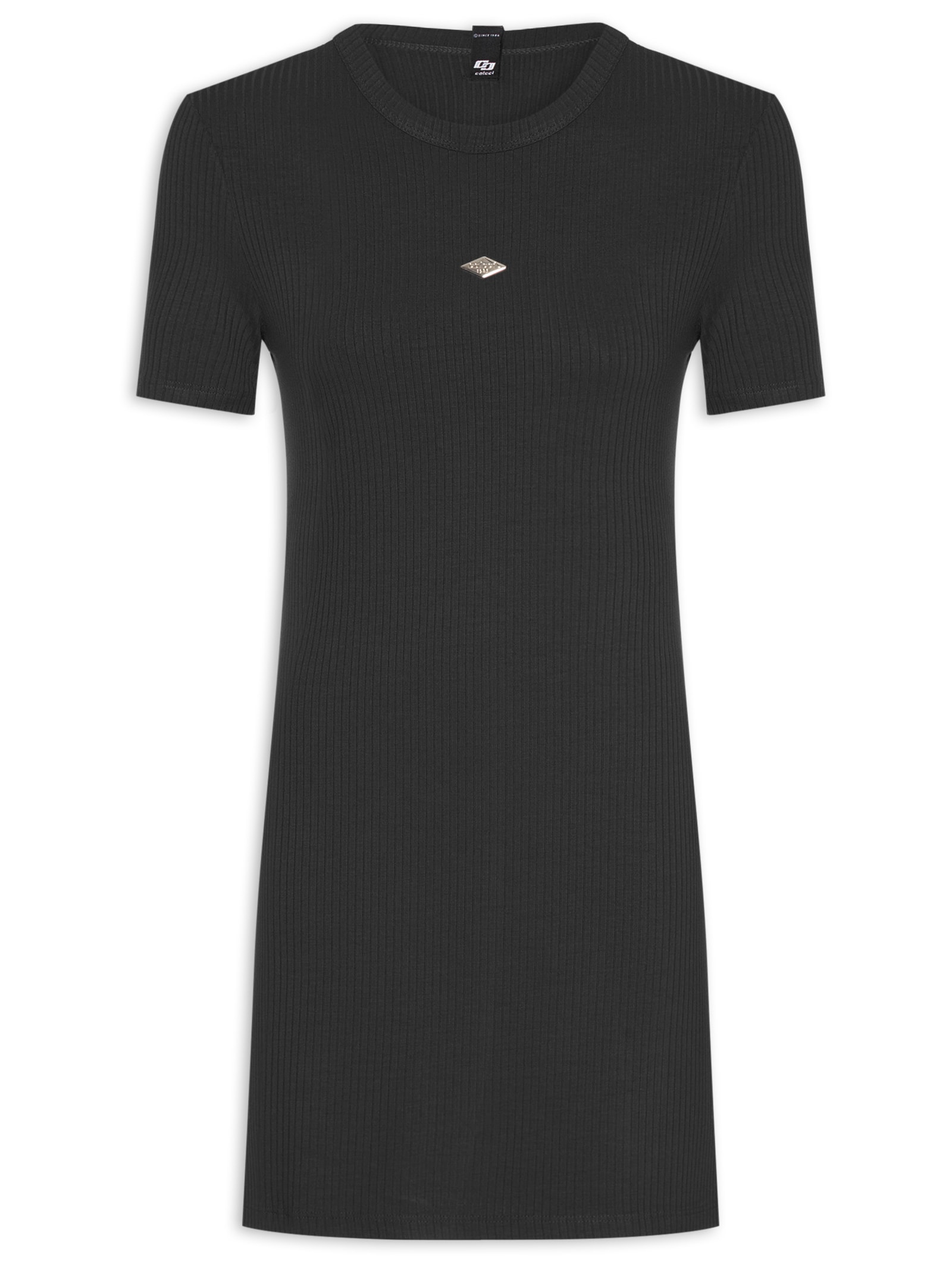 Vestido Canelado Preto Colcci