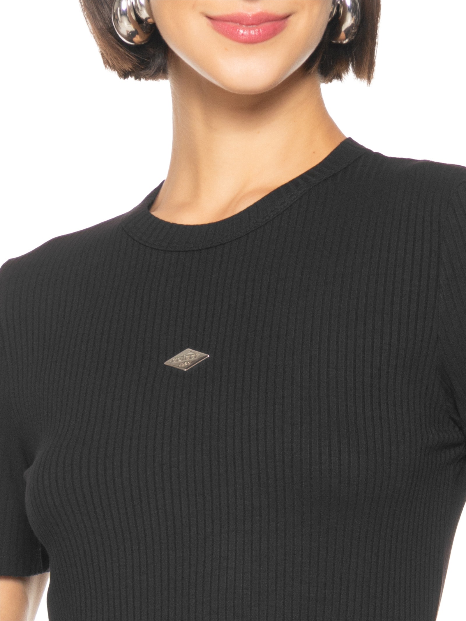 Vestido Canelado Preto Colcci