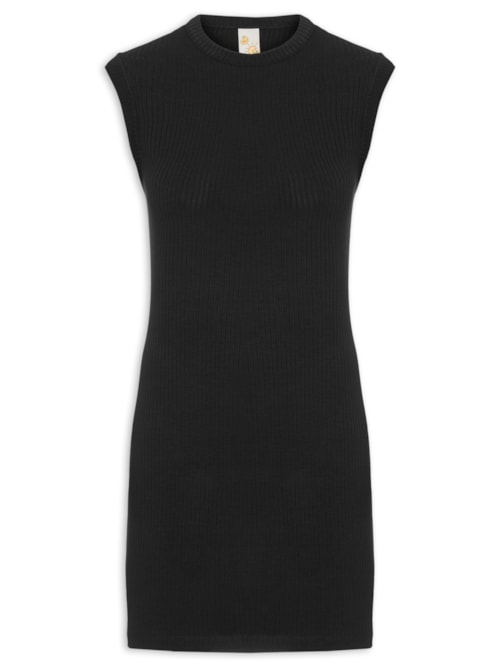 Vestido Canelado – Preto