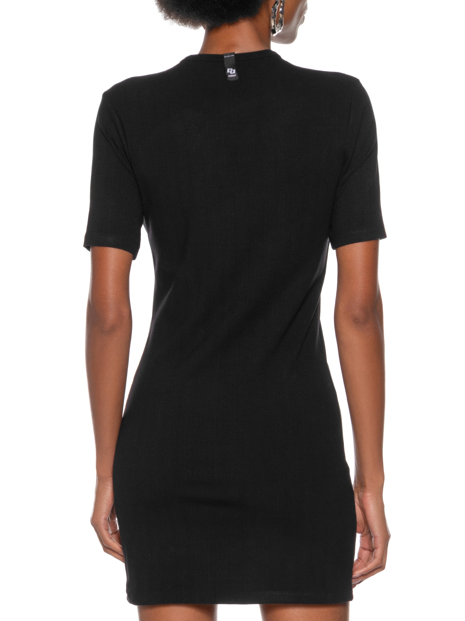 Vestido Canelado Preto Colcci