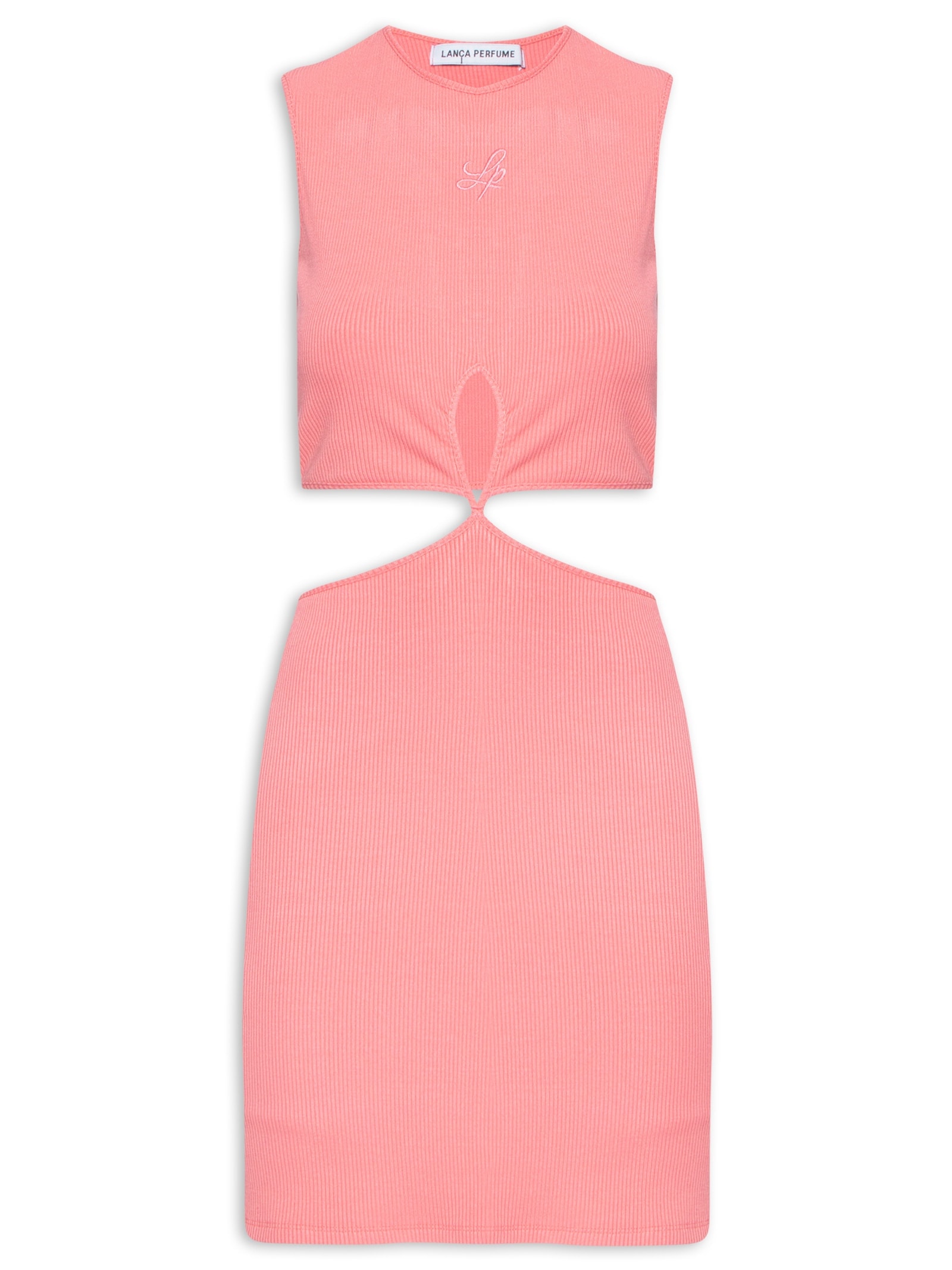 Vestido Canelado Sem Manga Rosa Lança Perfume