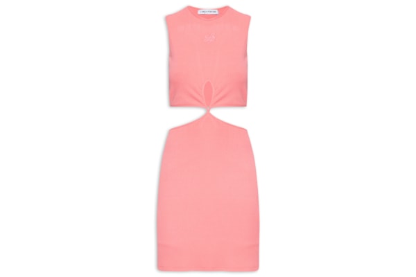 Vestido Canelado Sem Manga - Rosa