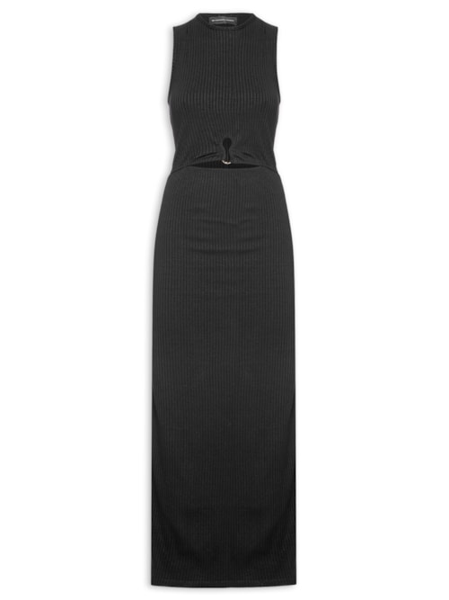Vestido Canelado Super Longo – Preto