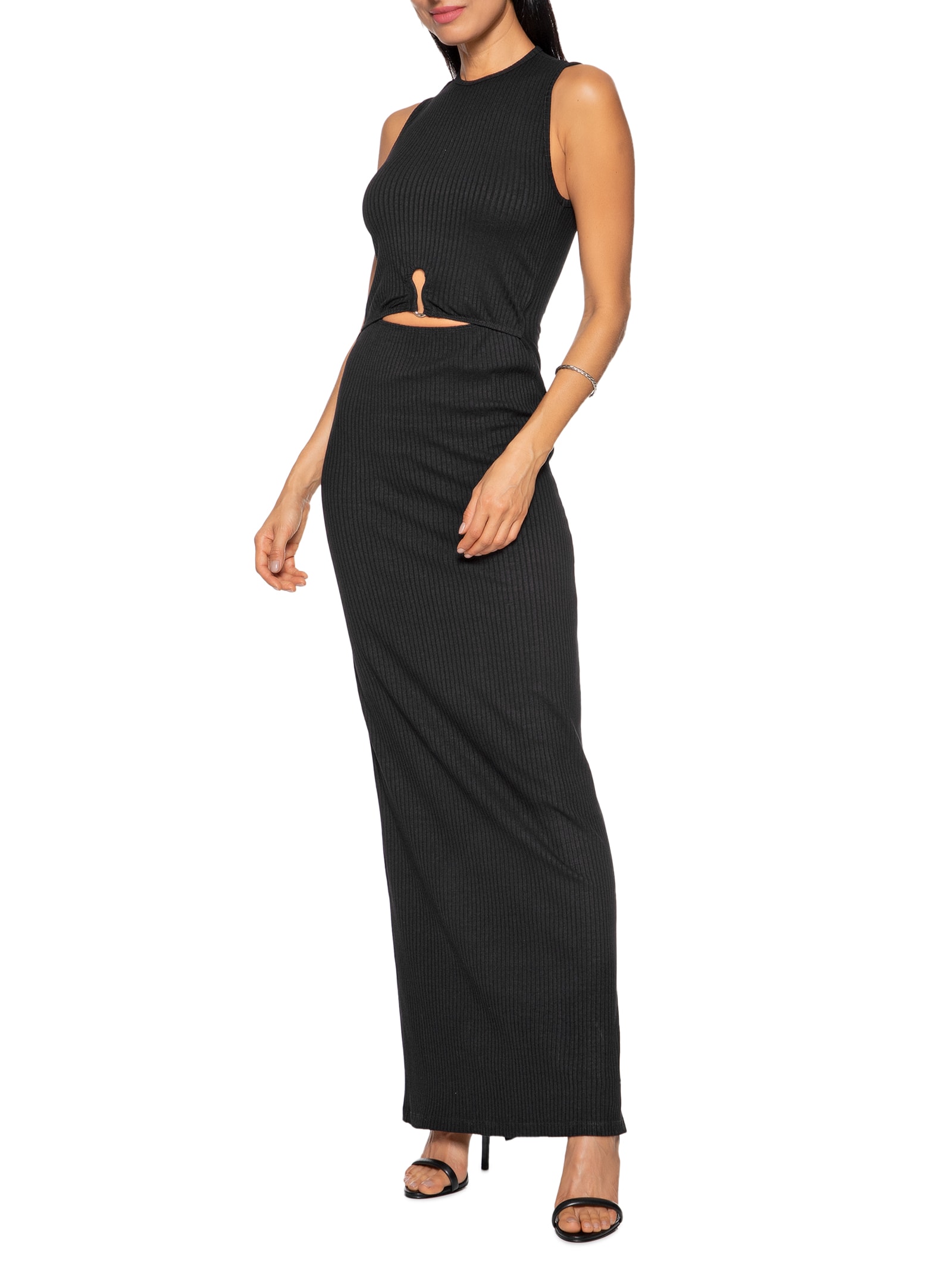 Vestido Canelado Super Longo Preto  My Favorite Things