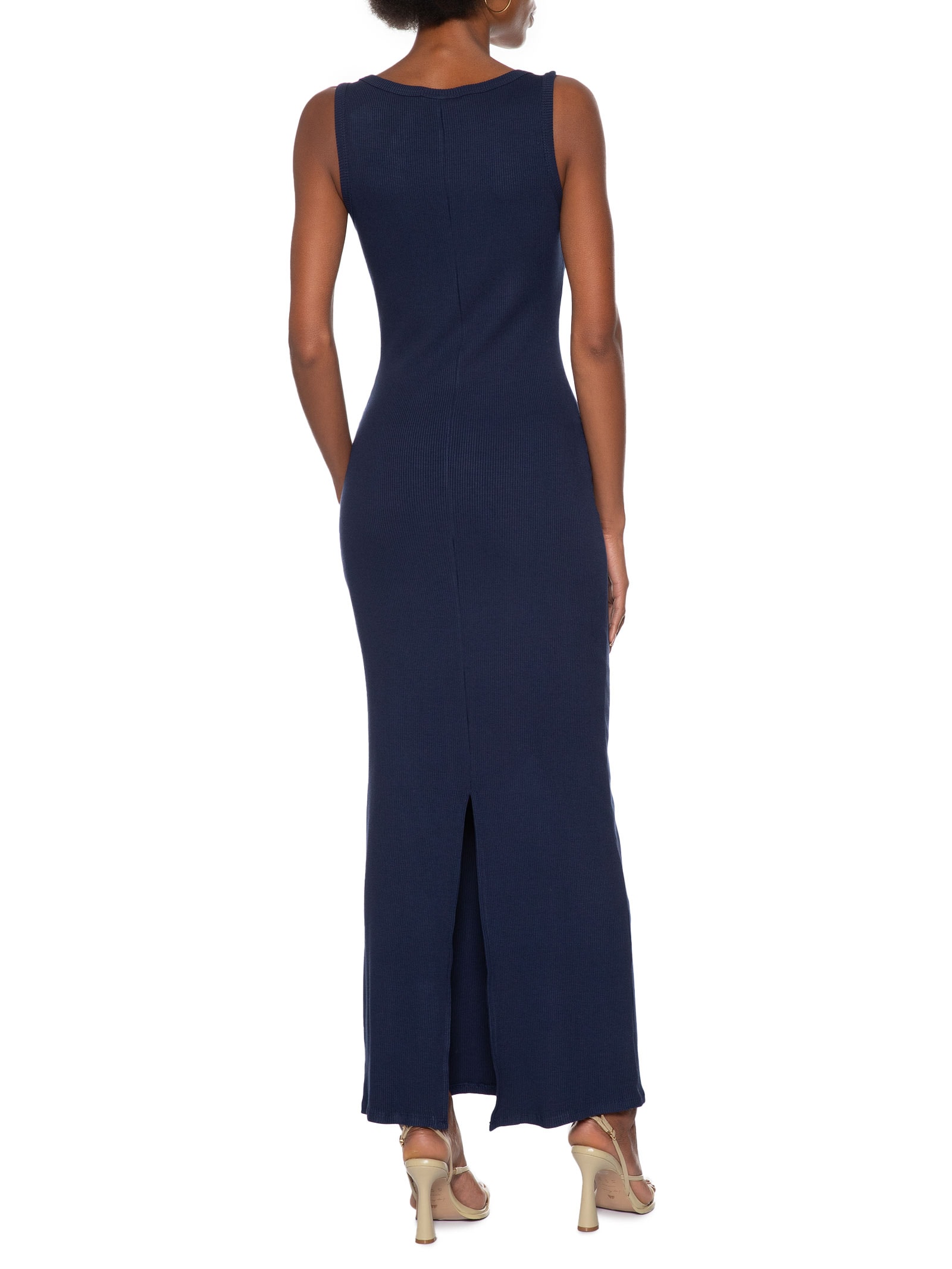 Vestido Canelado Super Midi Azul  Lança Perfume