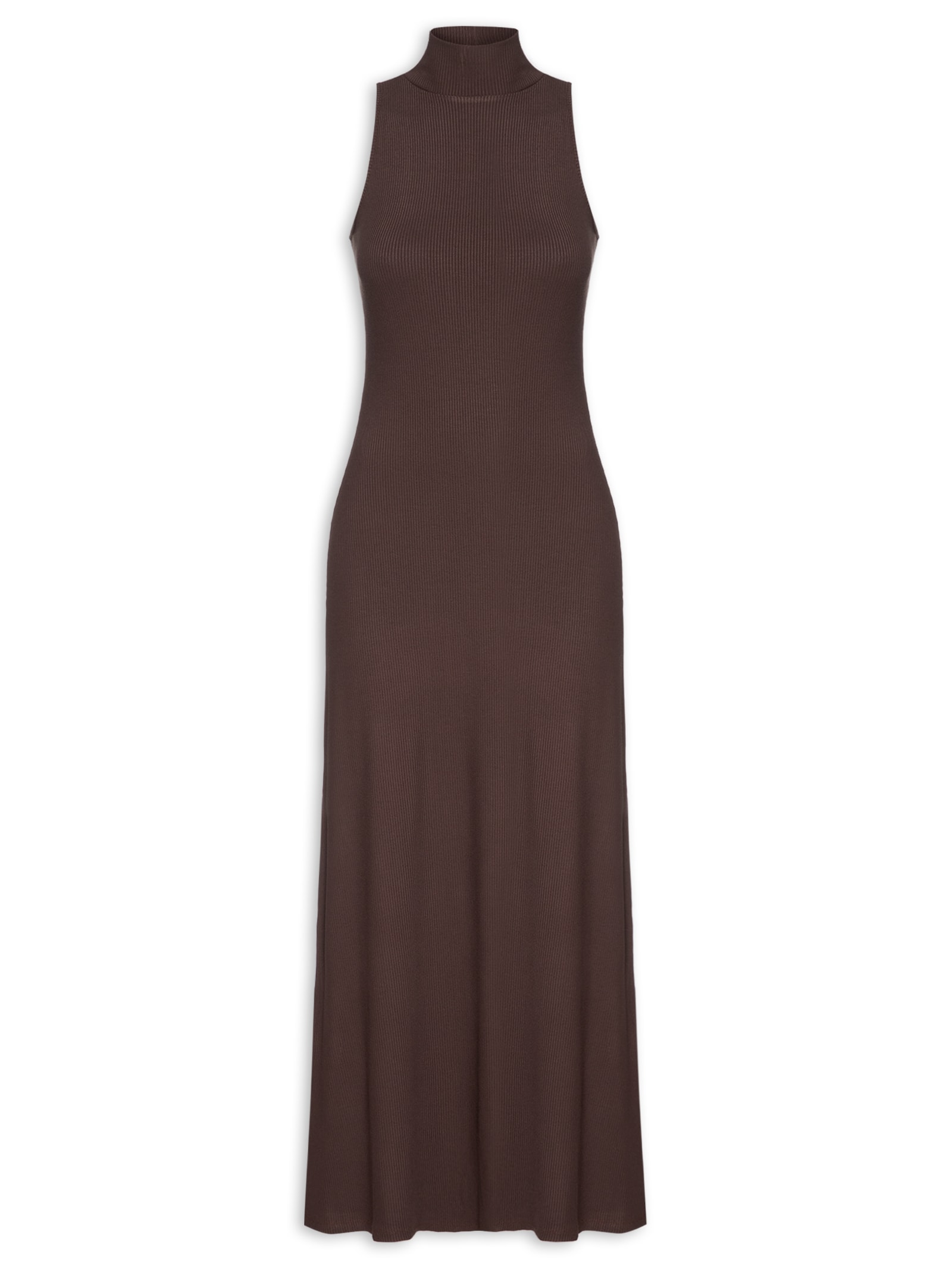 Vestido Canelado Super Midi Marrom Lança Perfume