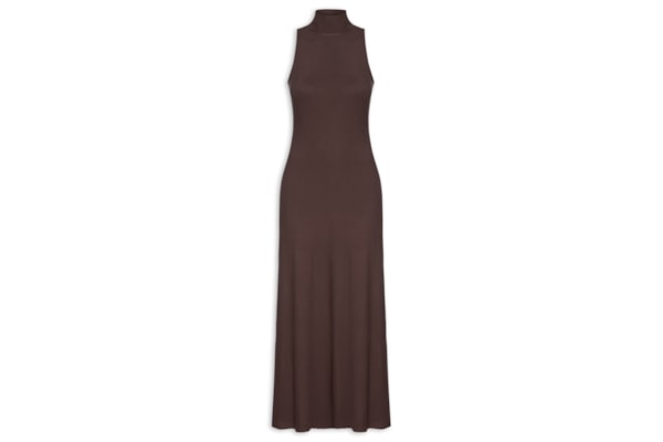 Vestido Canelado Super Midi - Marrom