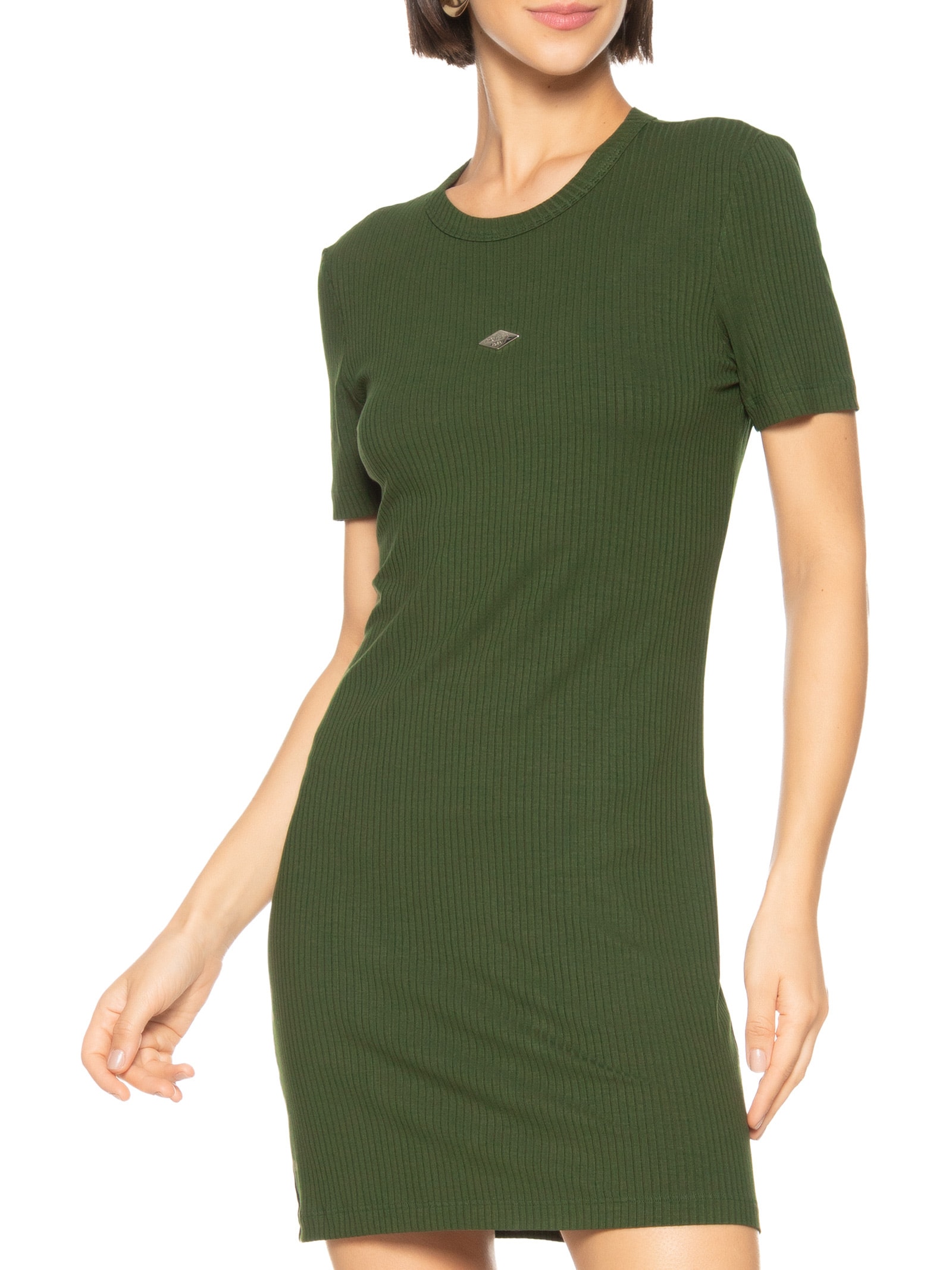 Vestido Canelado Verde Colcci