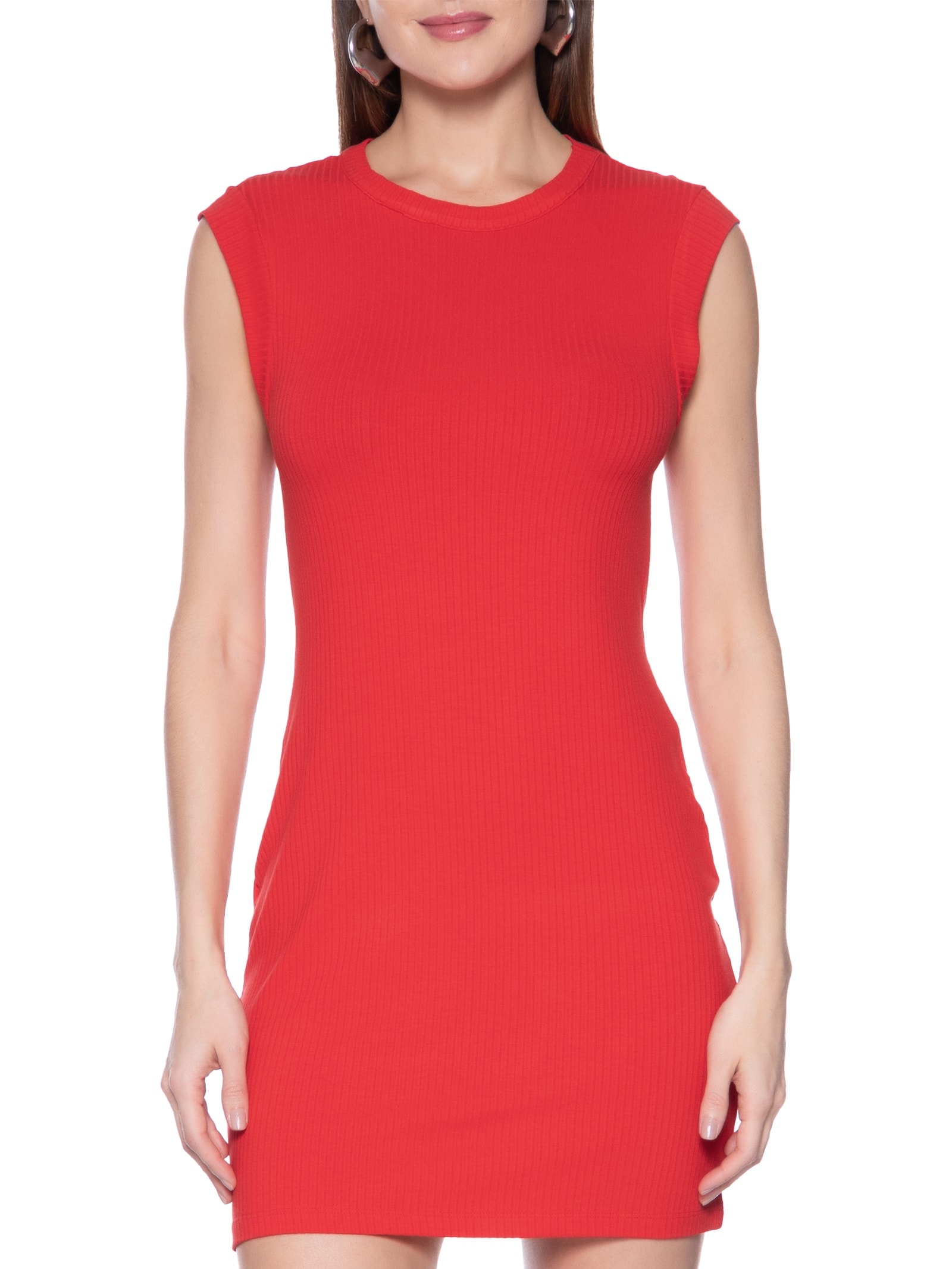 Vestido Canelado Vermelho Colcci