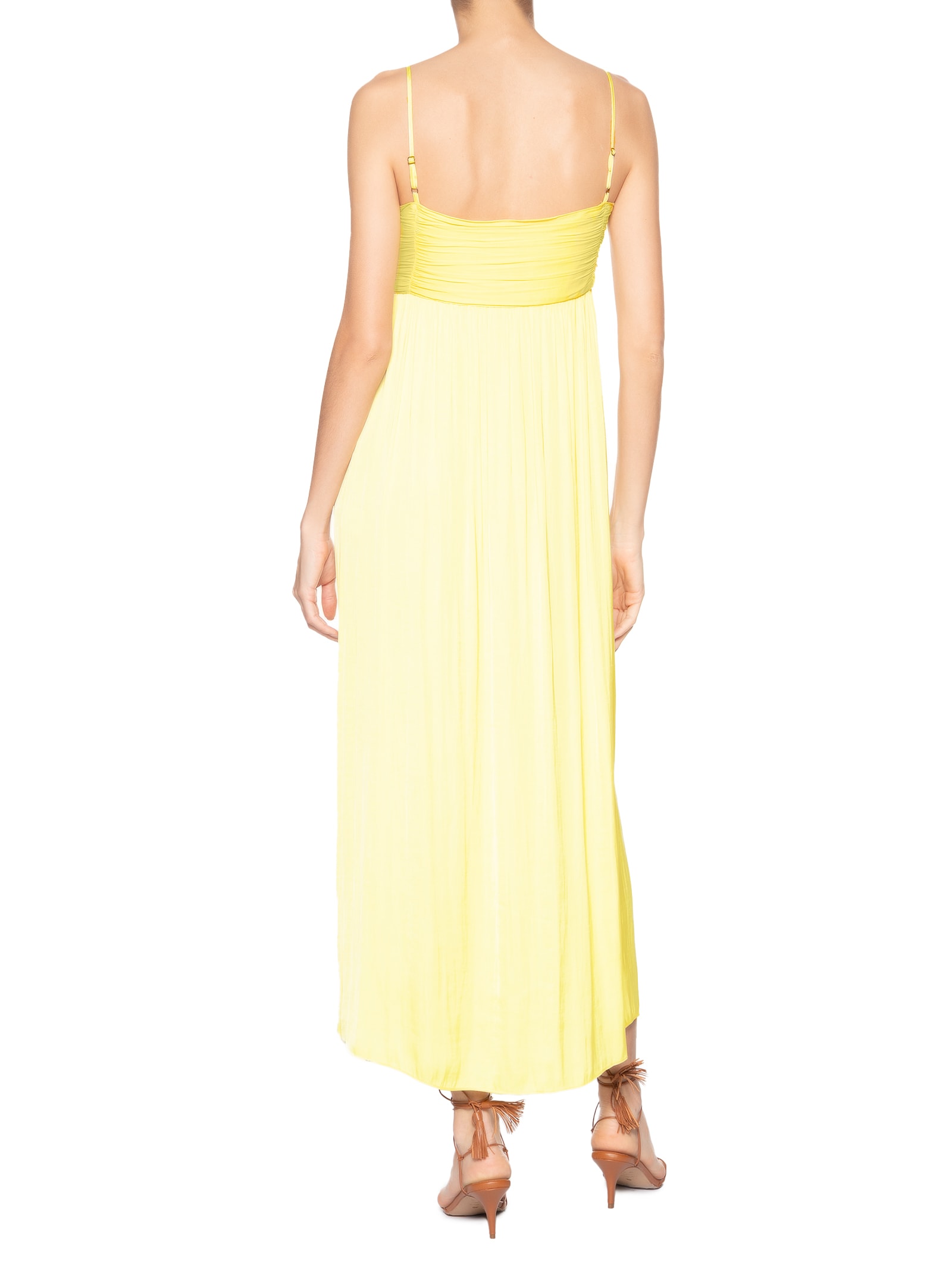 Vestido Cetim Amarração Amarelo Farm