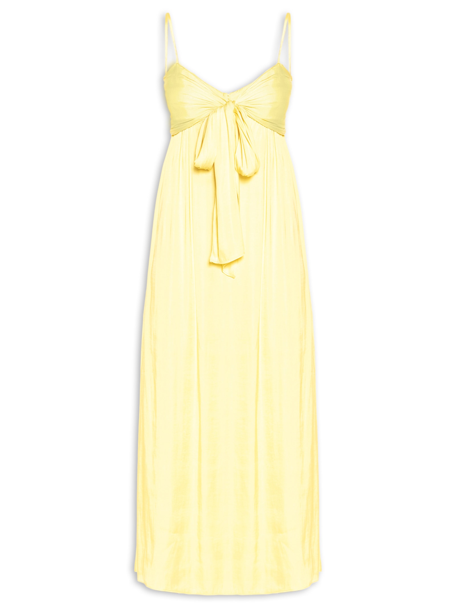 Vestido Cetim Amarração Amarelo Farm