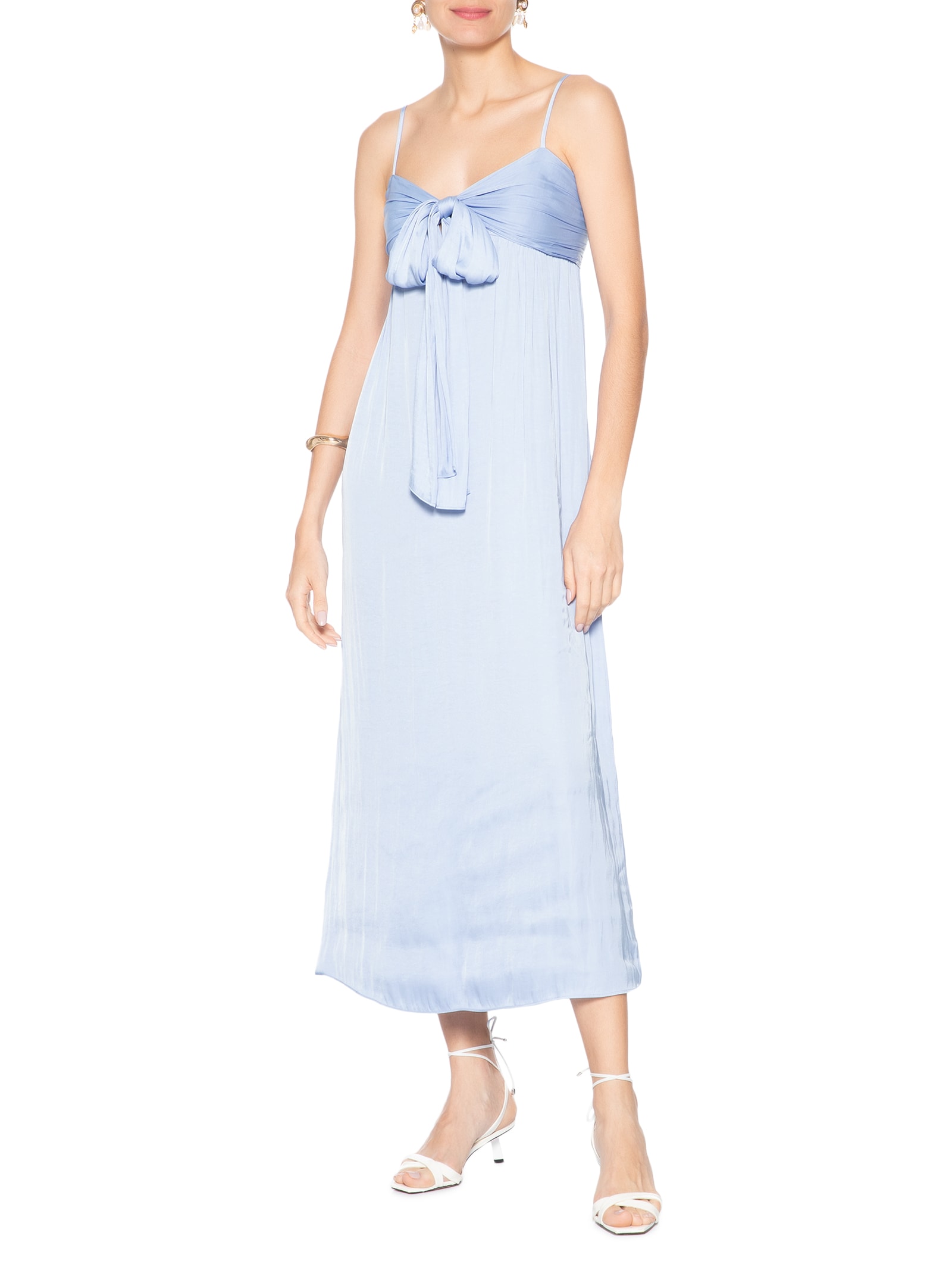 Vestido Cetim Amarração Azul Farm