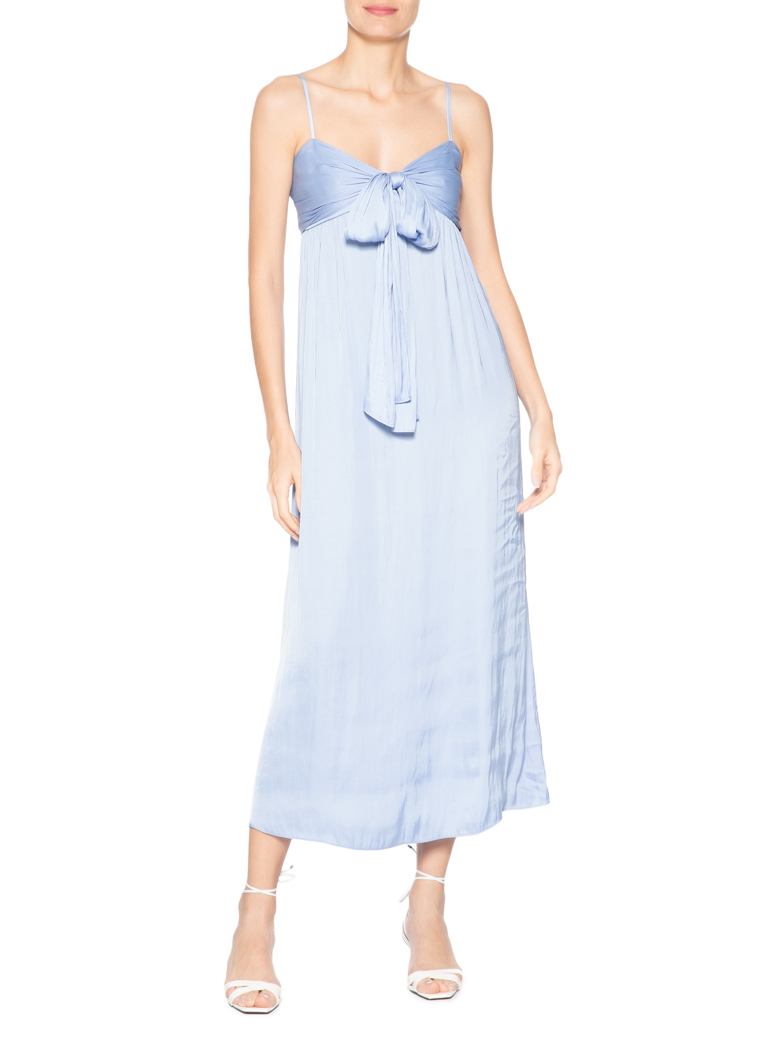 Vestido Cetim Amarração Azul Farm