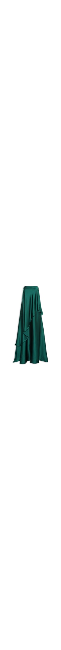 Vestido Cetim Assimétrico Strapless - Verde
