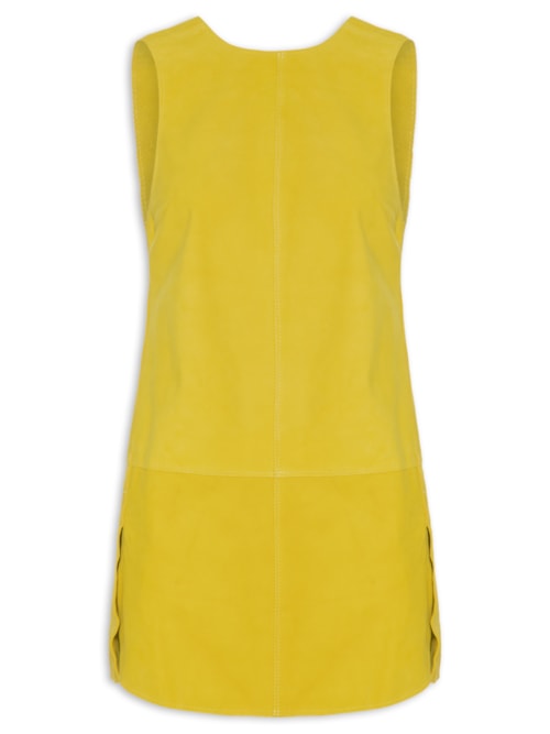 Vestido Chamois Recorte Sobreposto – Amarelo