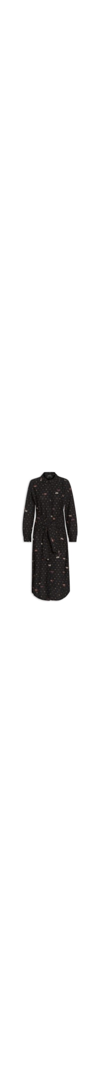 Vestido Chemise Amarração Estampa Diana - Preto