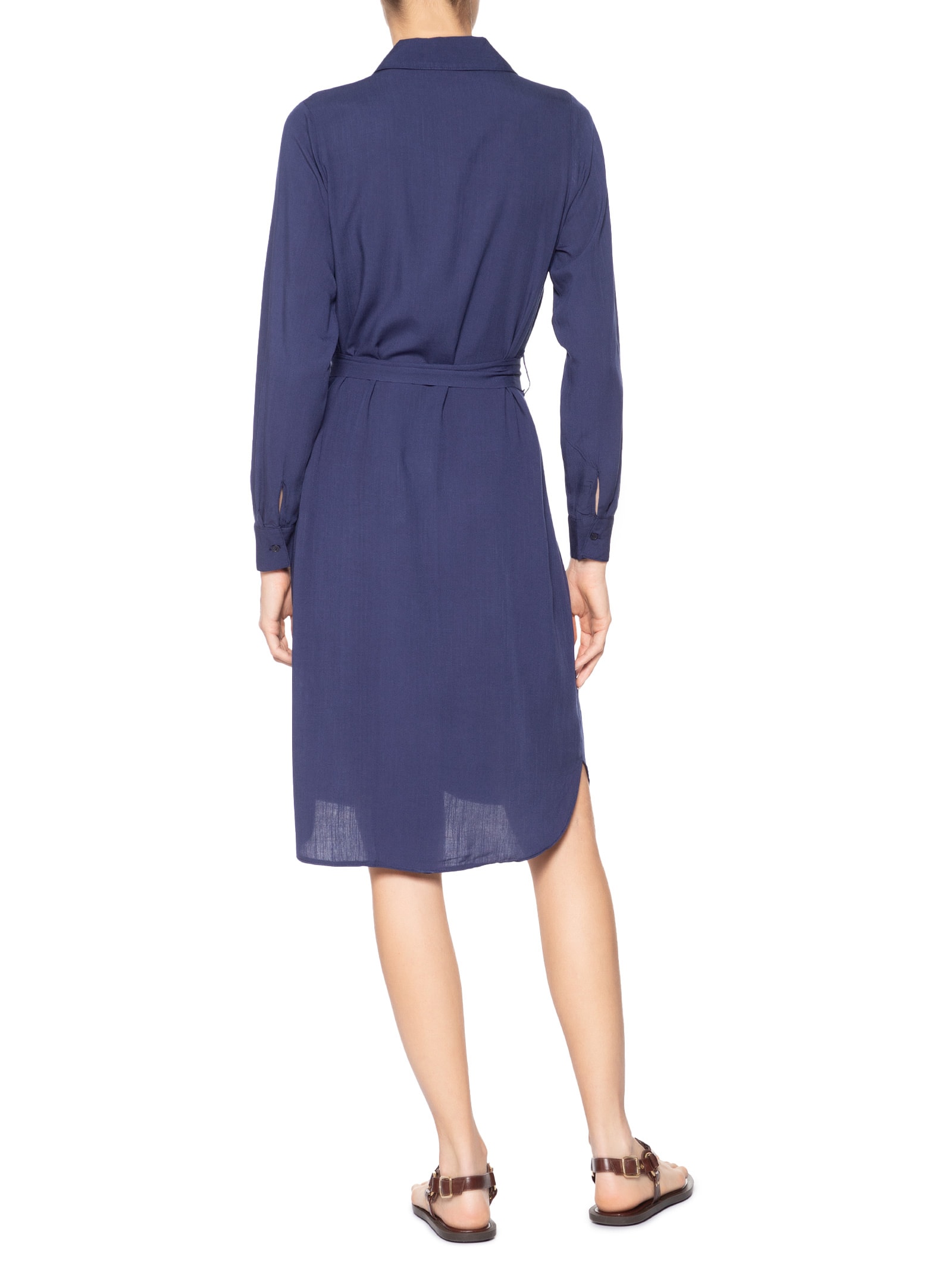 Vestido Chemise Com Amarração Azul Basiq