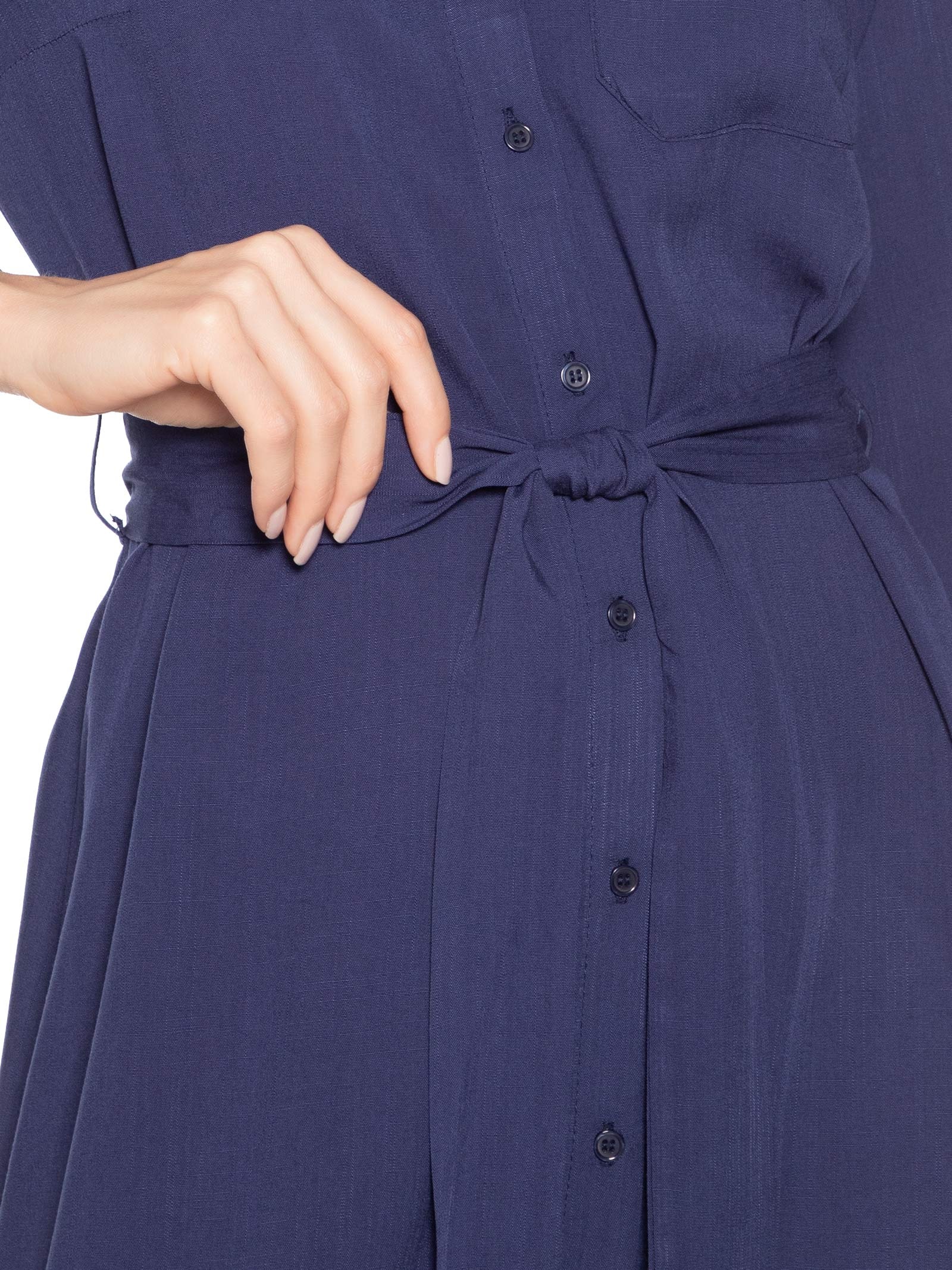 Vestido Chemise Com Amarração Azul Basiq