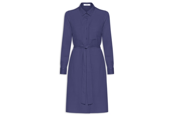 Vestido Chemise Com Amarração - Azul