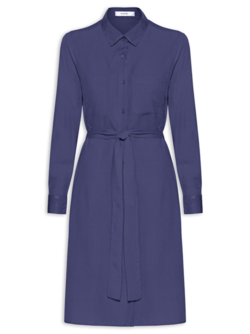 Vestido Chemise Com Amarração – Azul