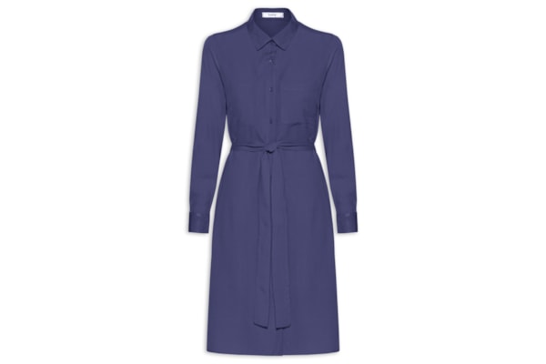 Vestido Chemise Com Amarração - Azul