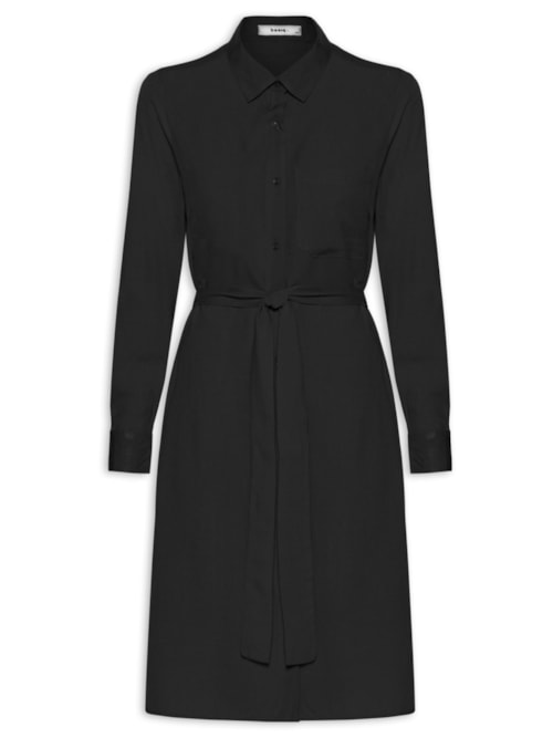 Vestido Chemise Com Amarração – Preto