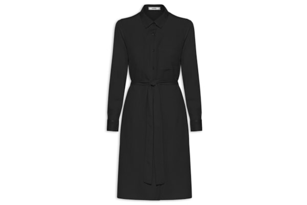 Vestido Chemise Com Amarração - Preto