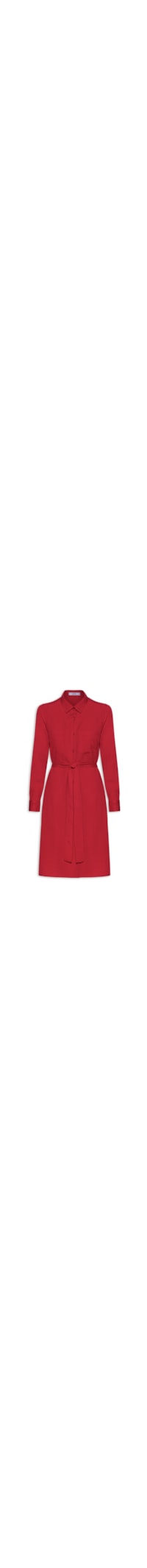 Vestido Chemise Com Amarração - Vermelho