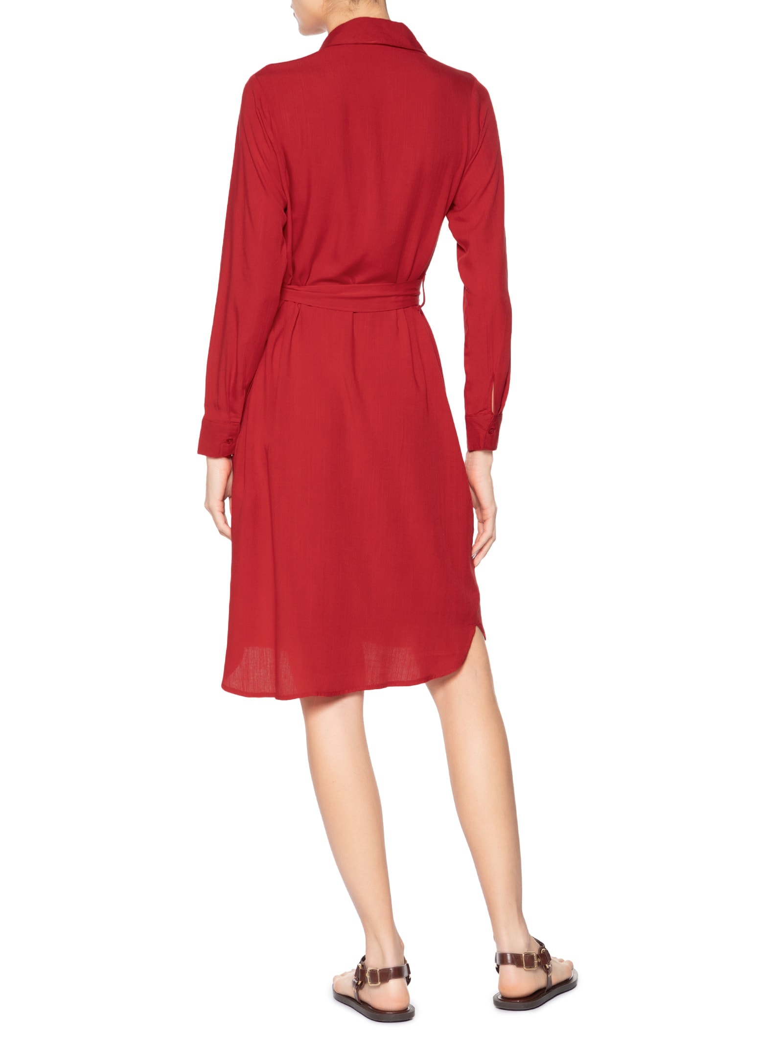 Vestido Chemise Com Amarração Vermelho Basiq