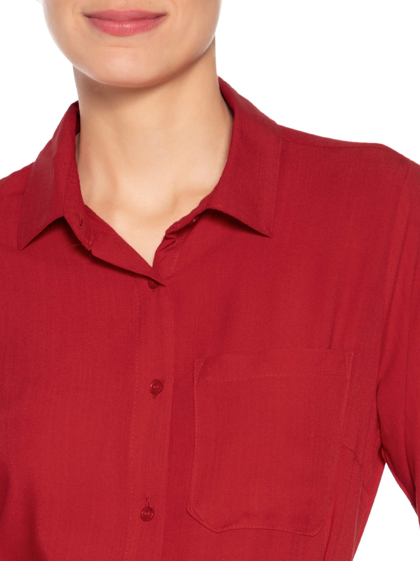 Vestido Chemise Com Amarração Vermelho Basiq
