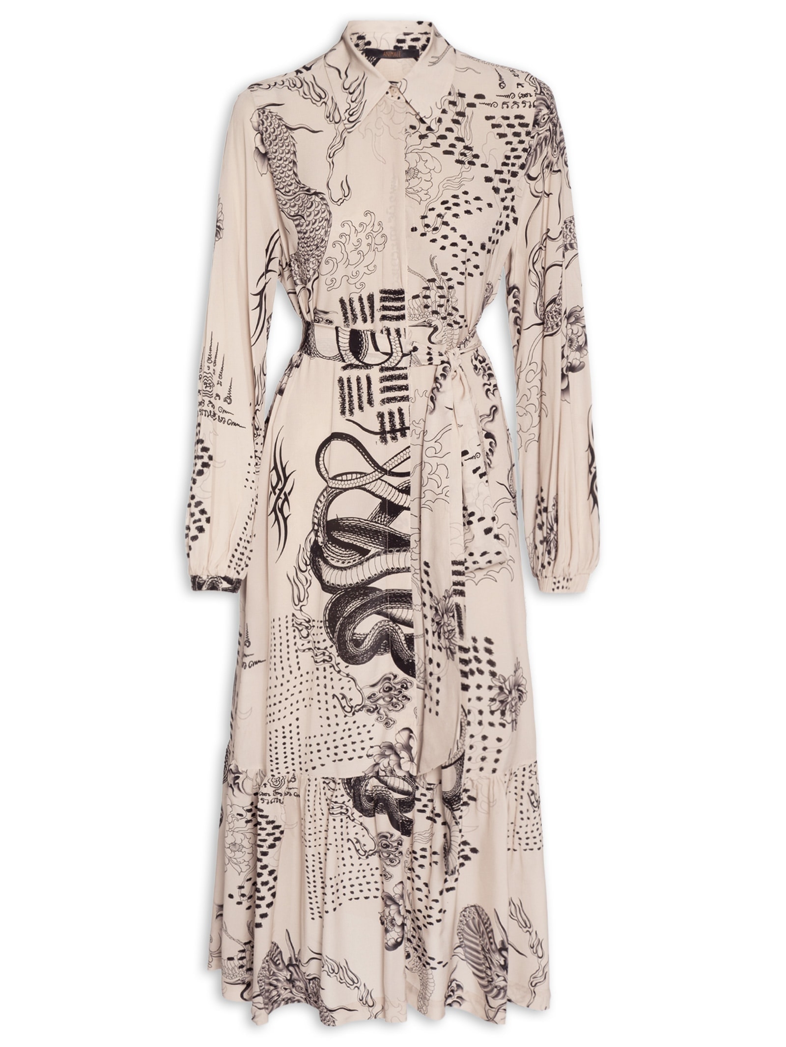 Vestido Chemise Dragão Pele Bege Animale Animale