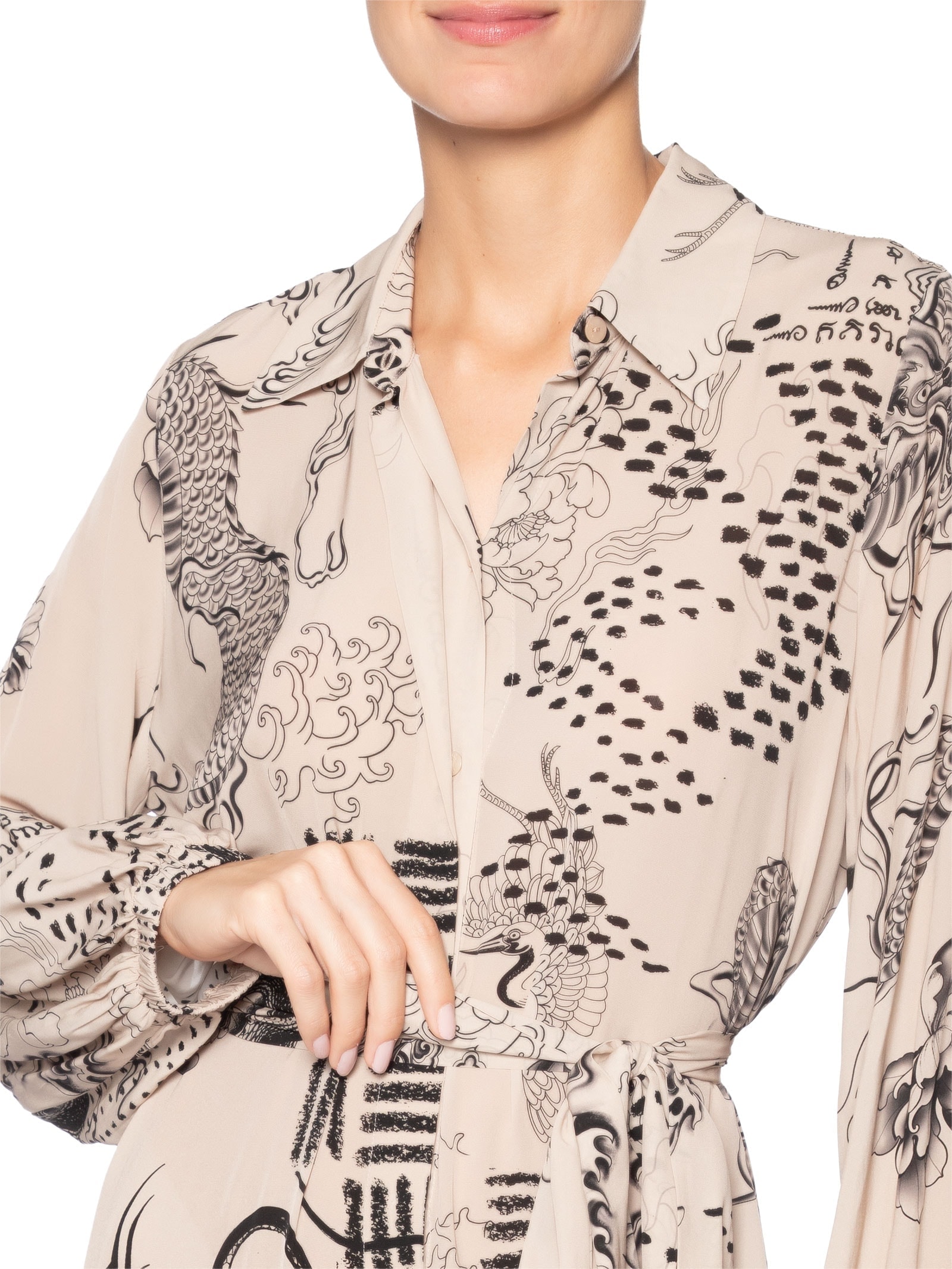 Vestido Chemise Dragão Pele Bege Animale Animale