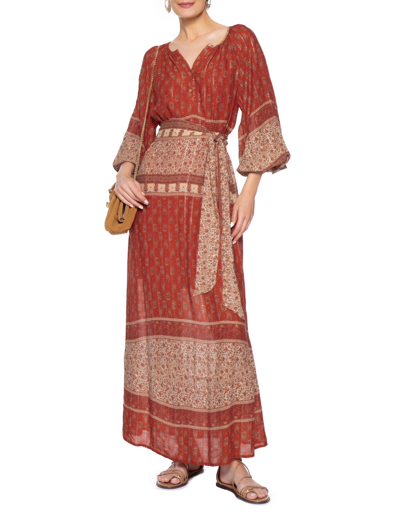 Vestido Chemise Estampa Chilli Vermelho Maria Filó