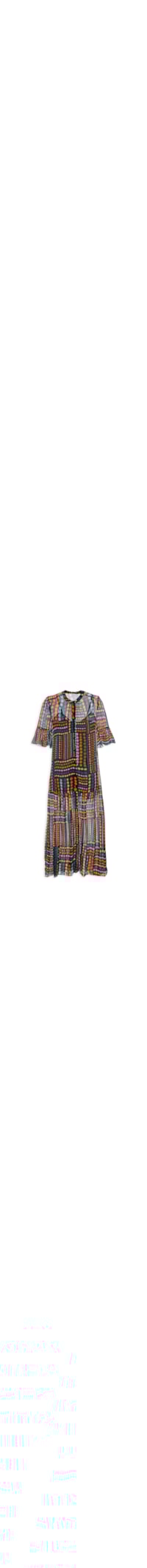 Vestido Chemise Longo Corrente Colorido - Preto