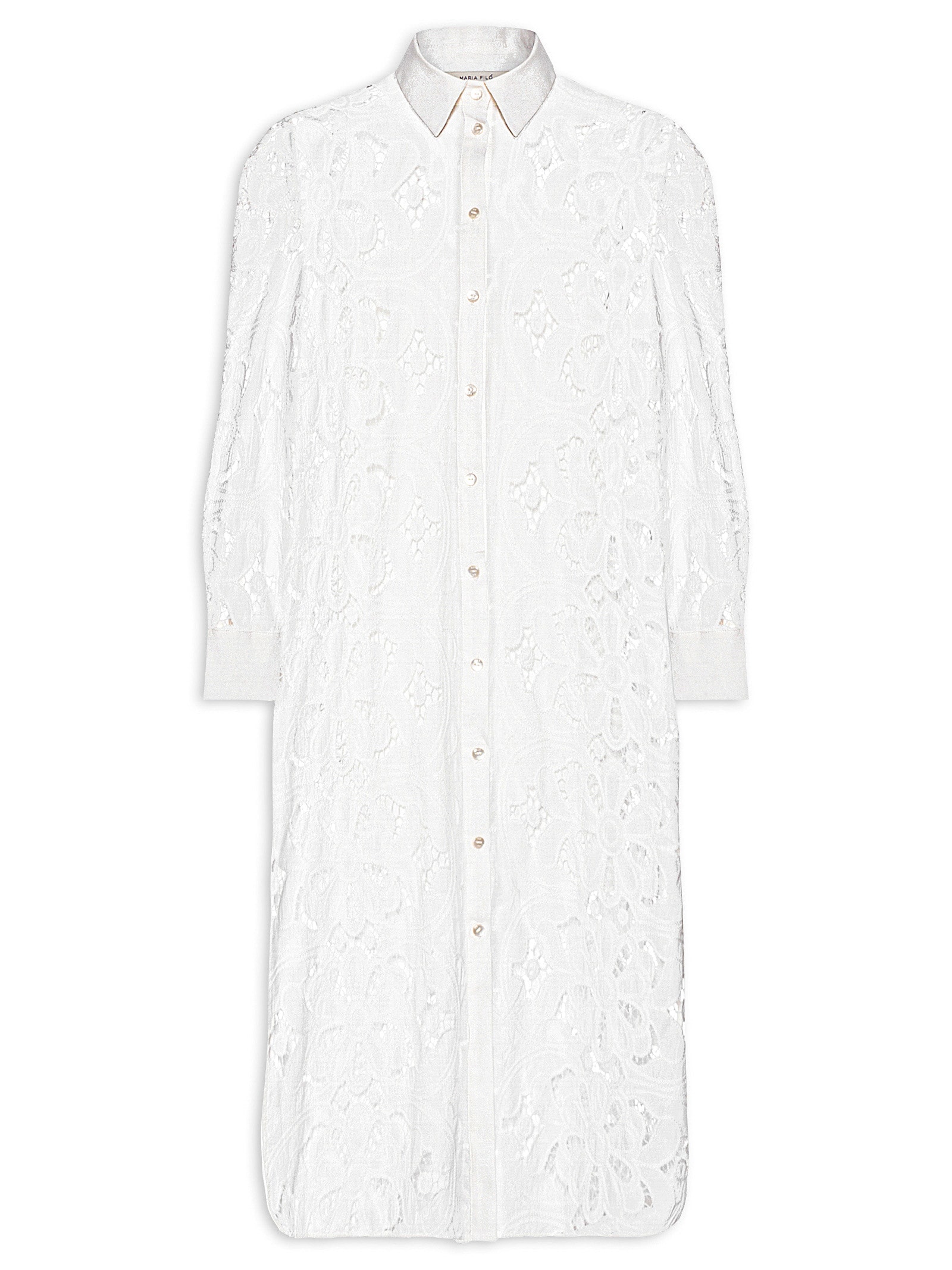 Vestido Chemise Renda Branco Maria Filó